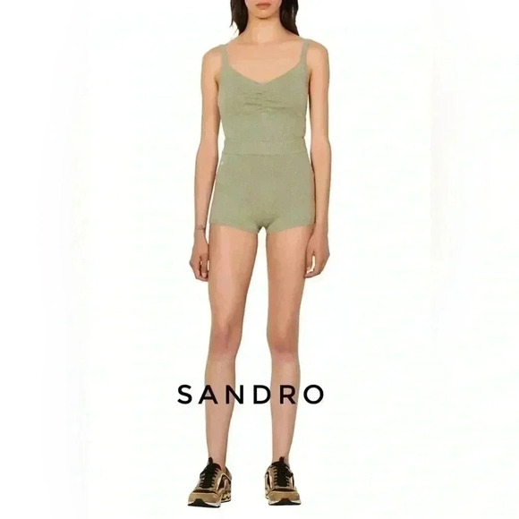 BNWT SANDRO Women’s Izzie wool shorts size  38 in Olive Green - Picture 1 of 5
